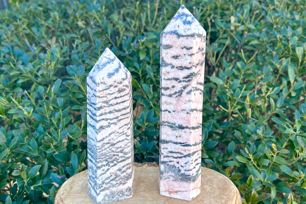 Pink Zebra Jasper Crystal Tower