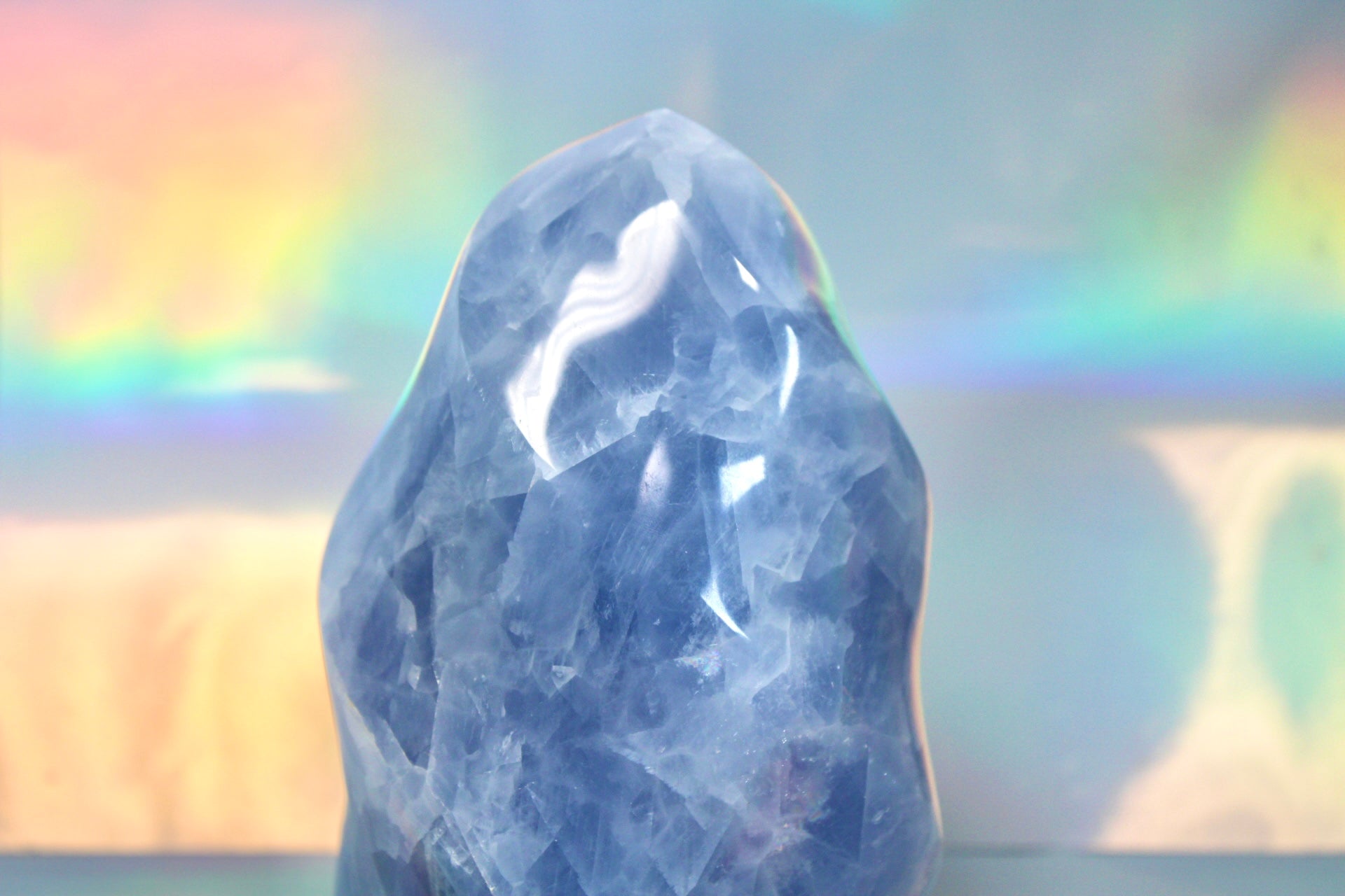 Blue Calcite Crystal Flame
