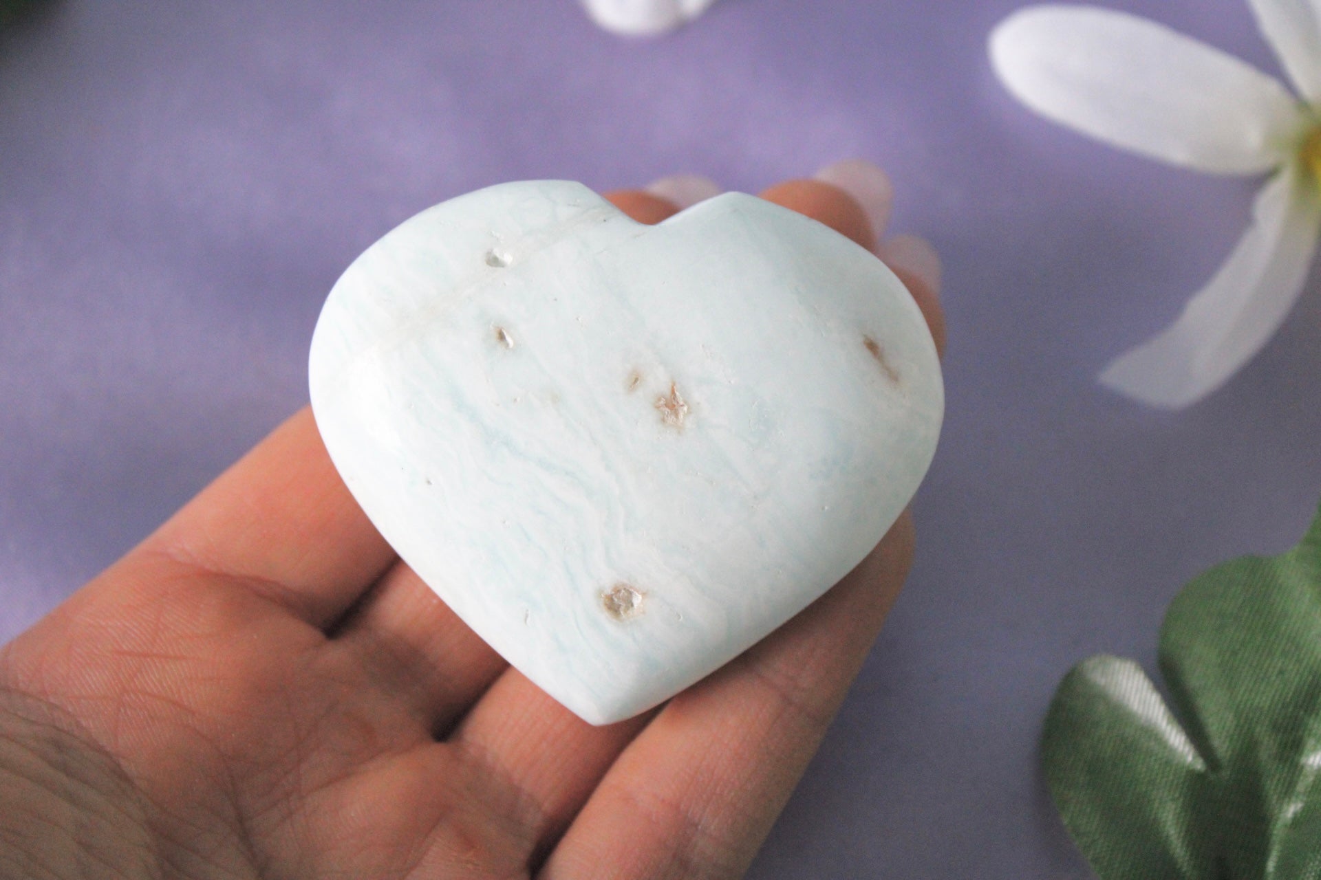 Pistachio/Caribbean green/blue Calcite Crystal Heart