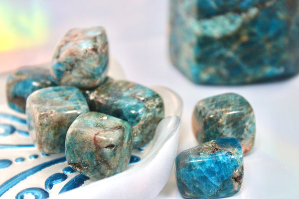 Blue Apatite Cubed Stone