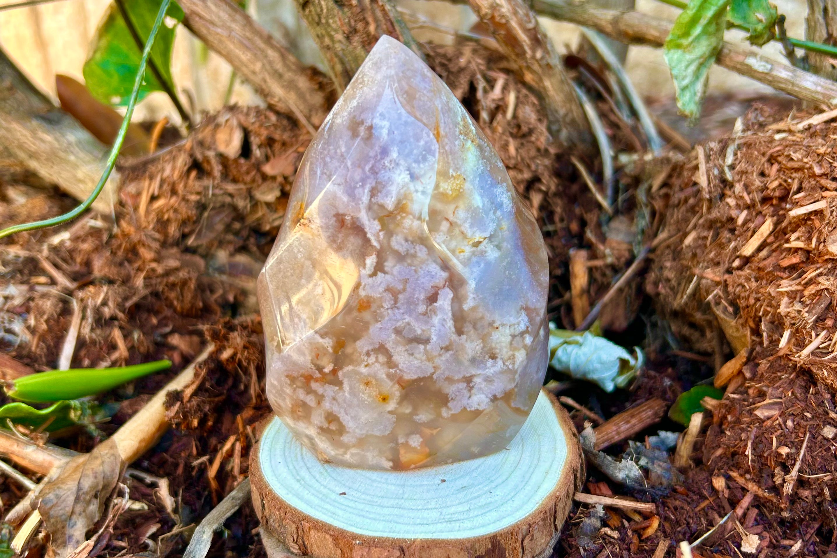 Flower Agate Flame Standing Stone