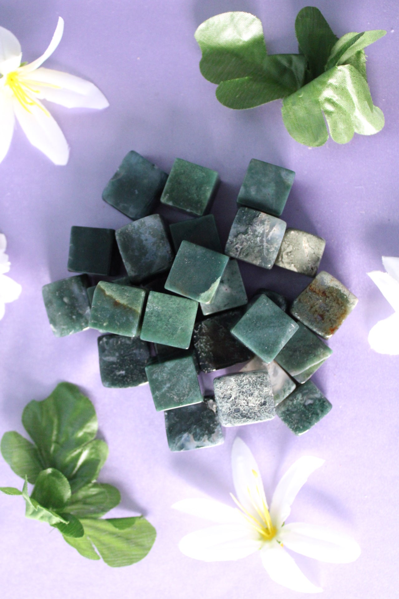 Moss Agate Cubed Stones