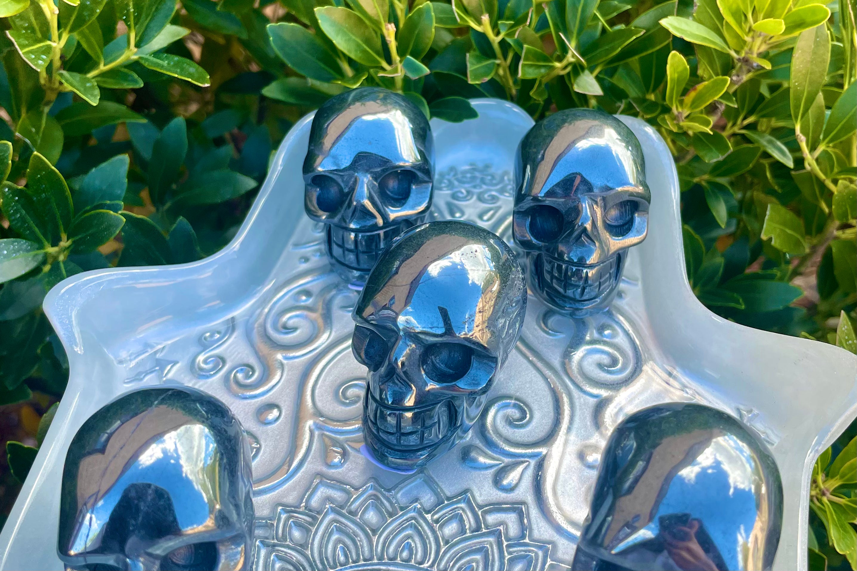 Hematite Skull Crystal Carving
