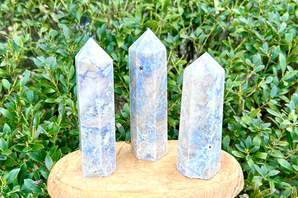 Blue Flower Agate Crystal Tower