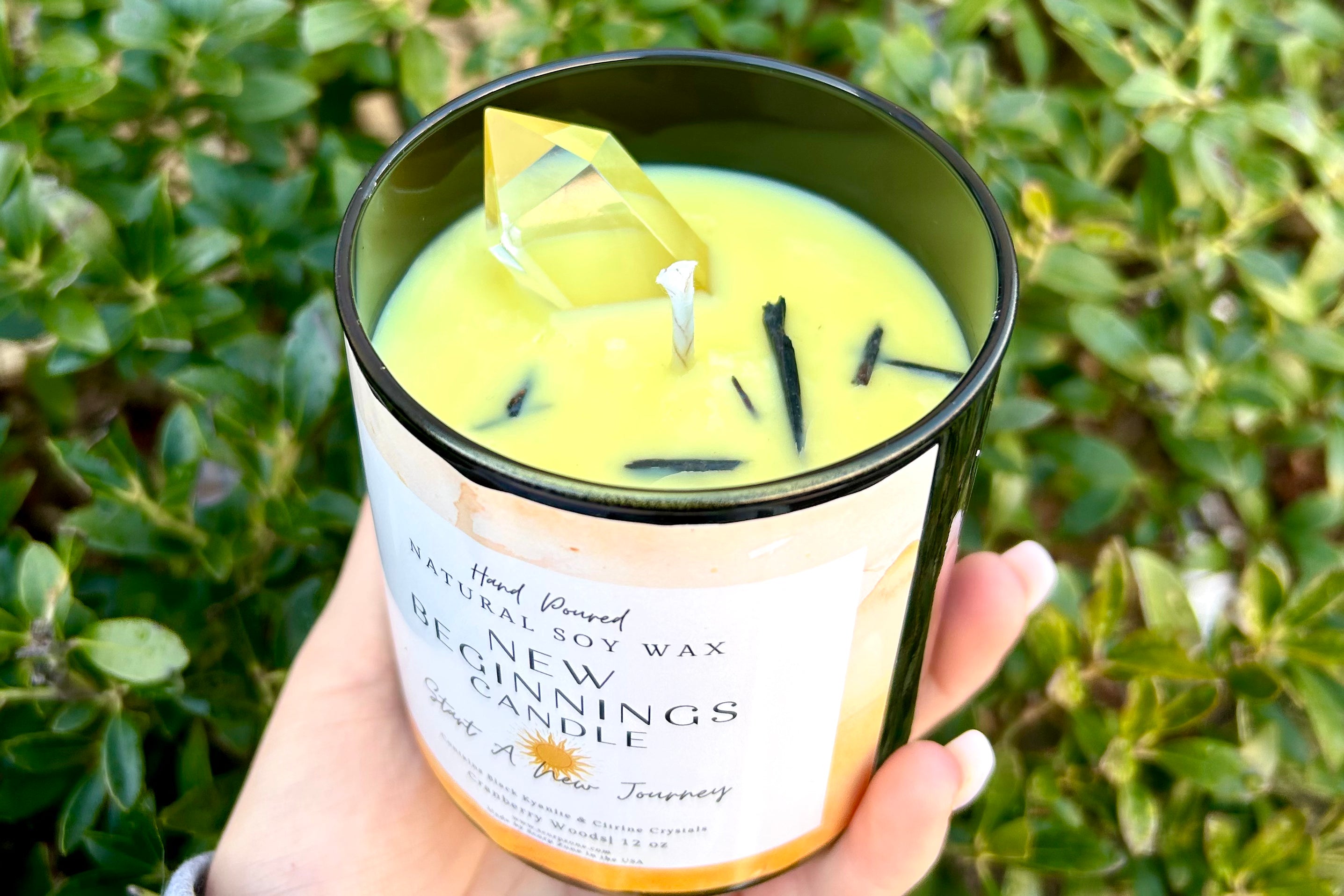 New Beginnings Soy Wax Candle with Citrine Point by Scorp Zone