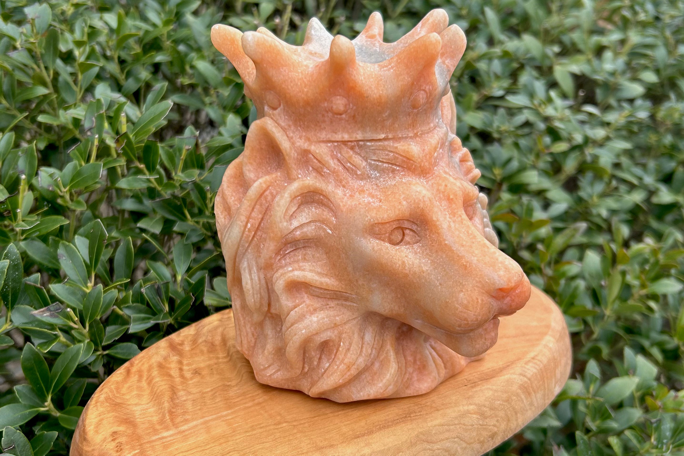Lion Head with Crown Carving