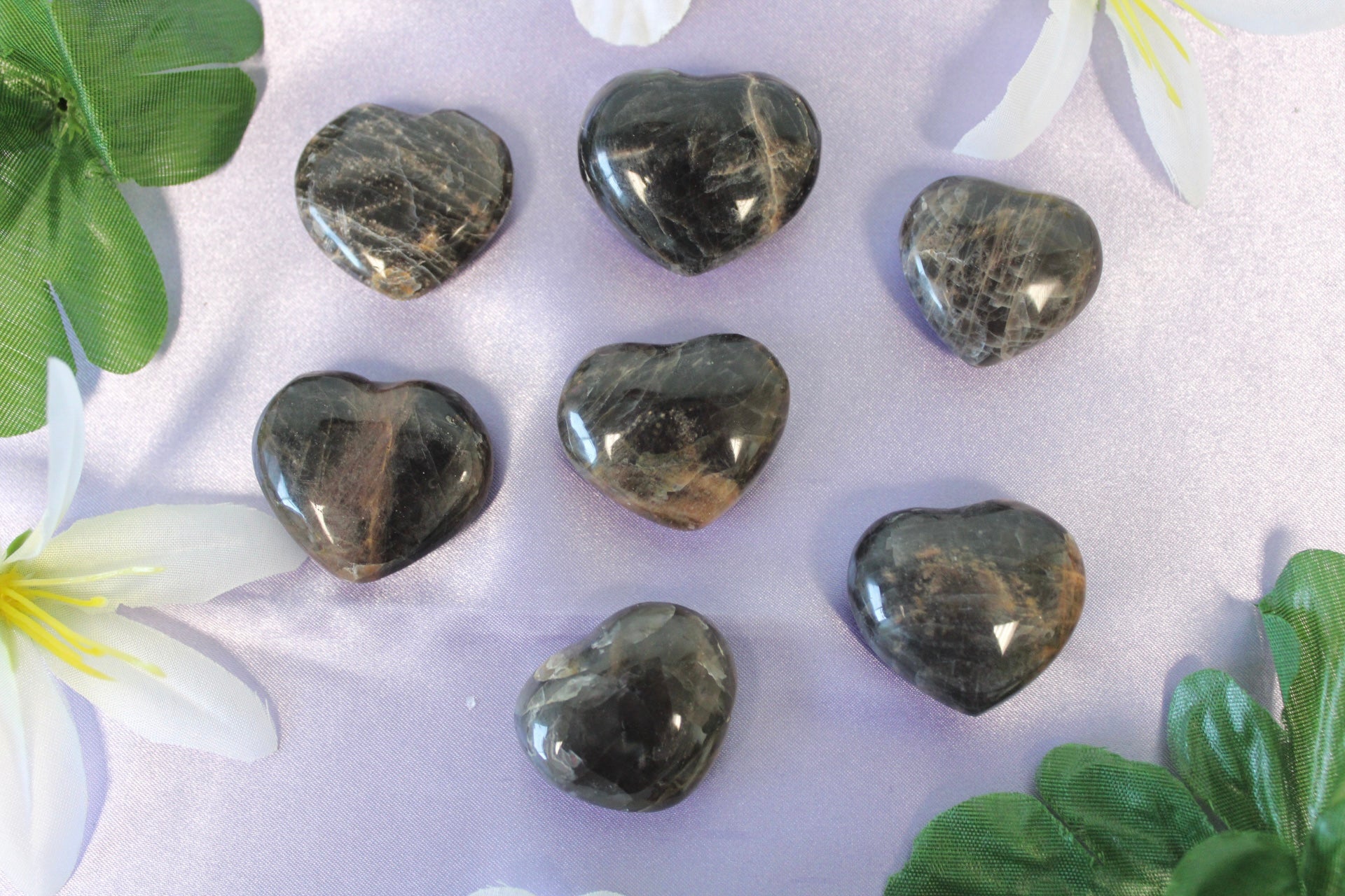 Black Moonstone Crystal Heart