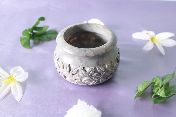 Floral Carved Smudge Pot