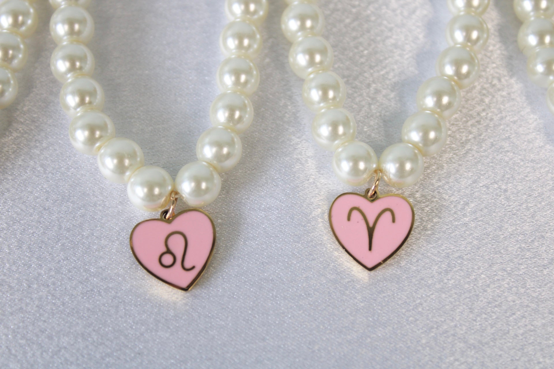 Pearl Zodiac Heart Necklaces