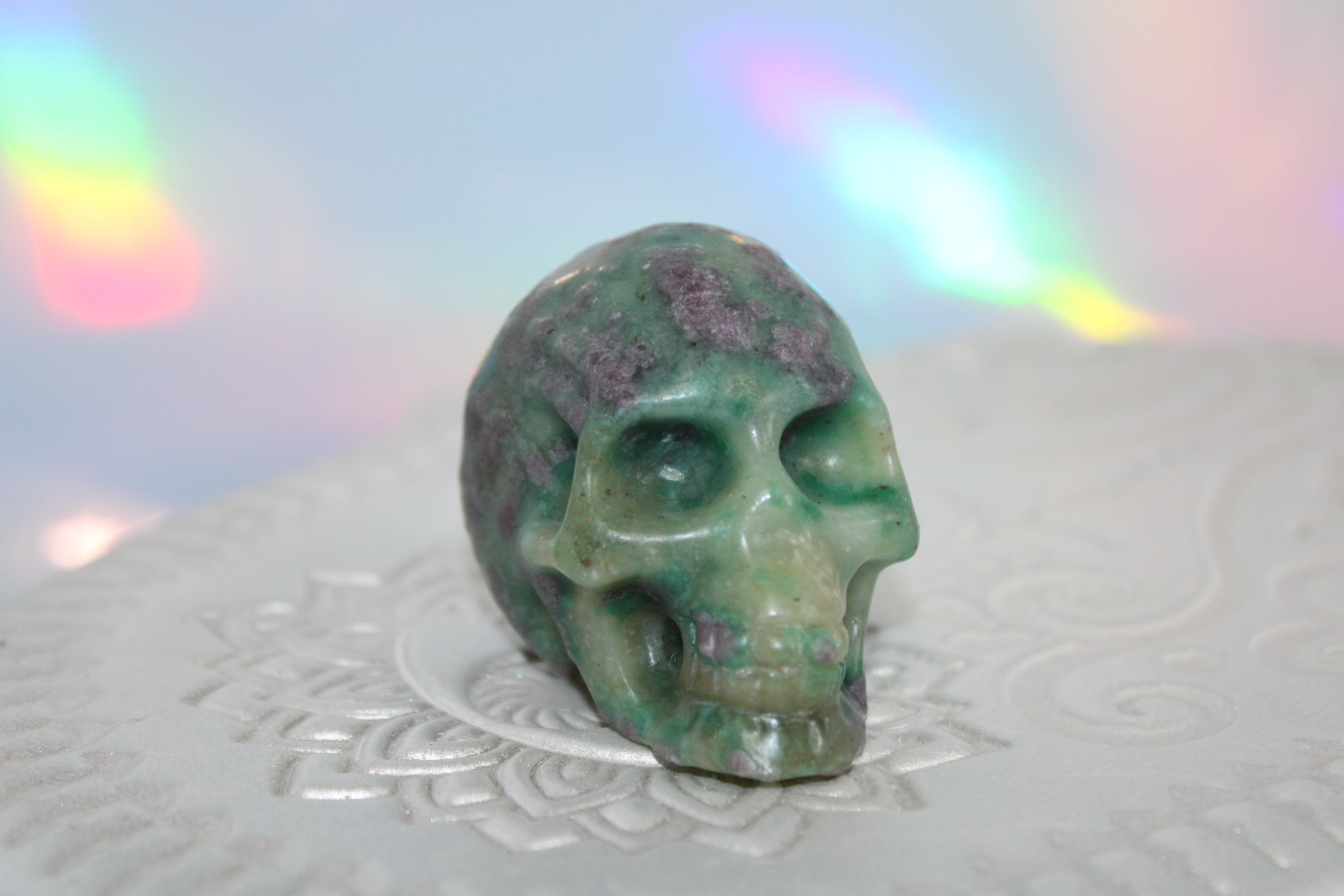 Ruby Fuchsite Crystal Skull