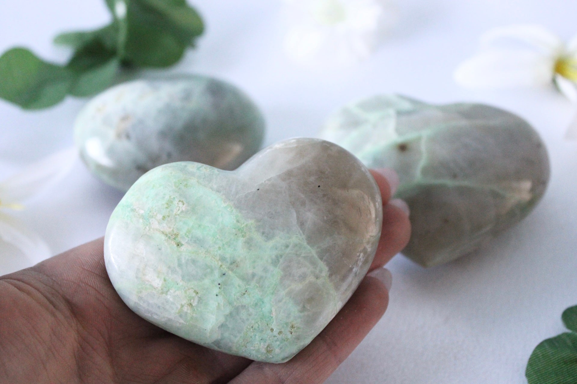 Green Moonstone Crystal Heart