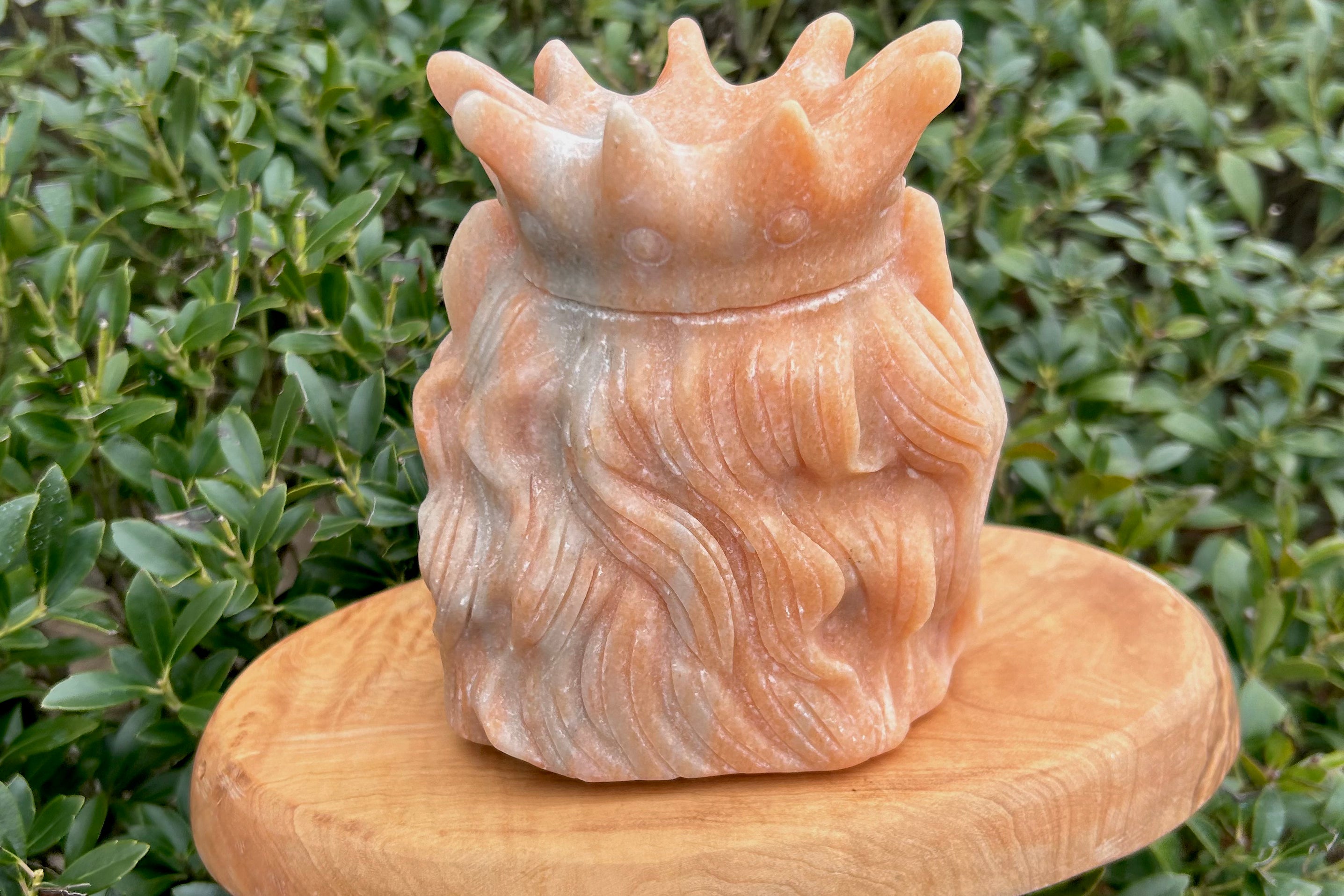 Lion Head with Crown Carving
