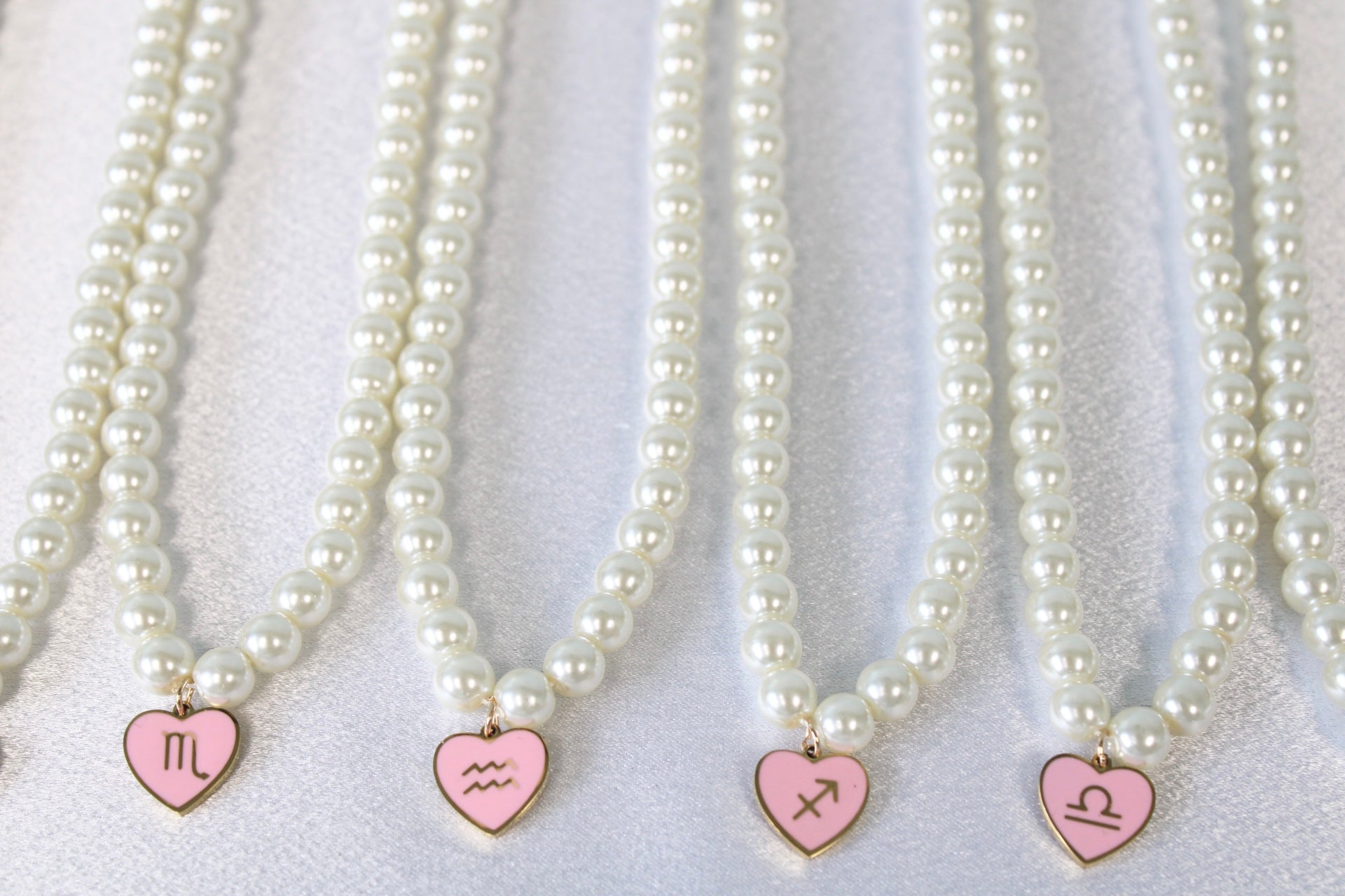 Pearl Zodiac Heart Necklaces